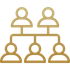 A gold icon of a hierarchy of people