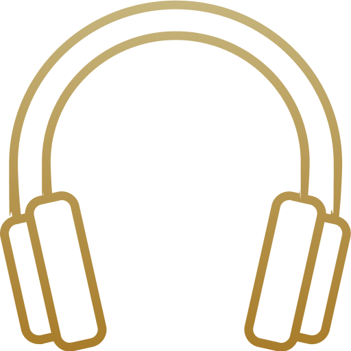 A line drawing of a pair of headphones