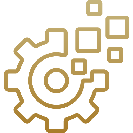 A gold icon of a gear