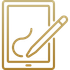 An icon of a tablet with a pen on it