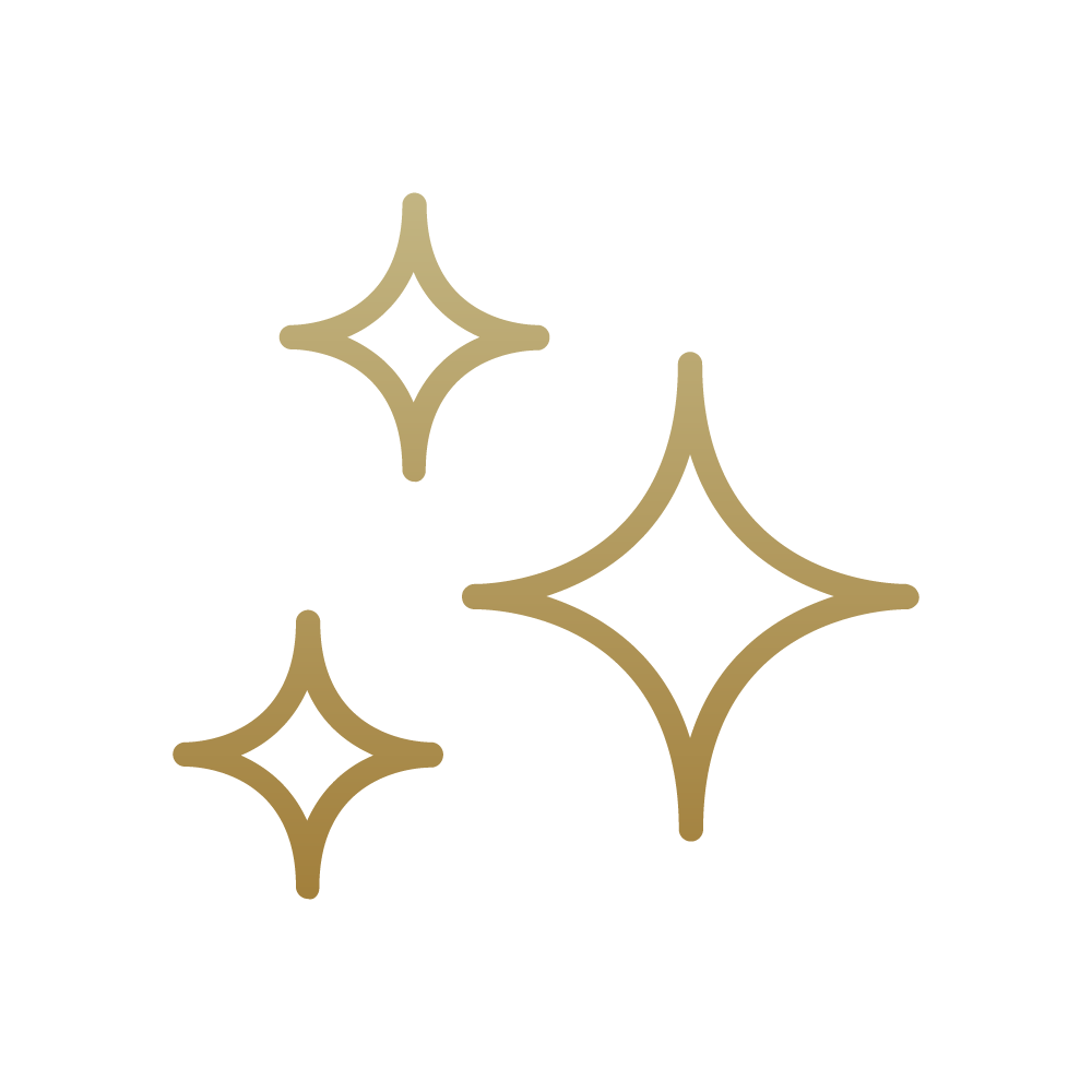 A line drawing of three stars 