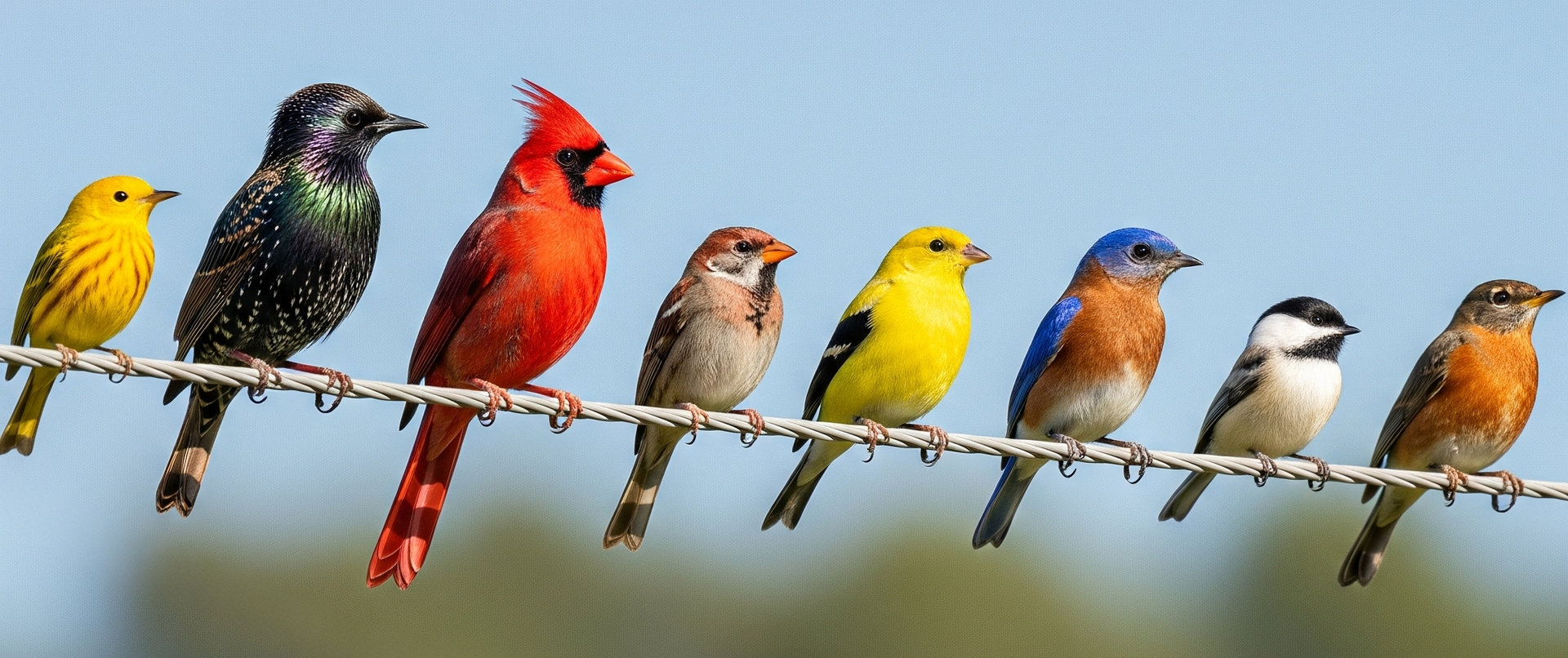 photo illustration of 8 bird types