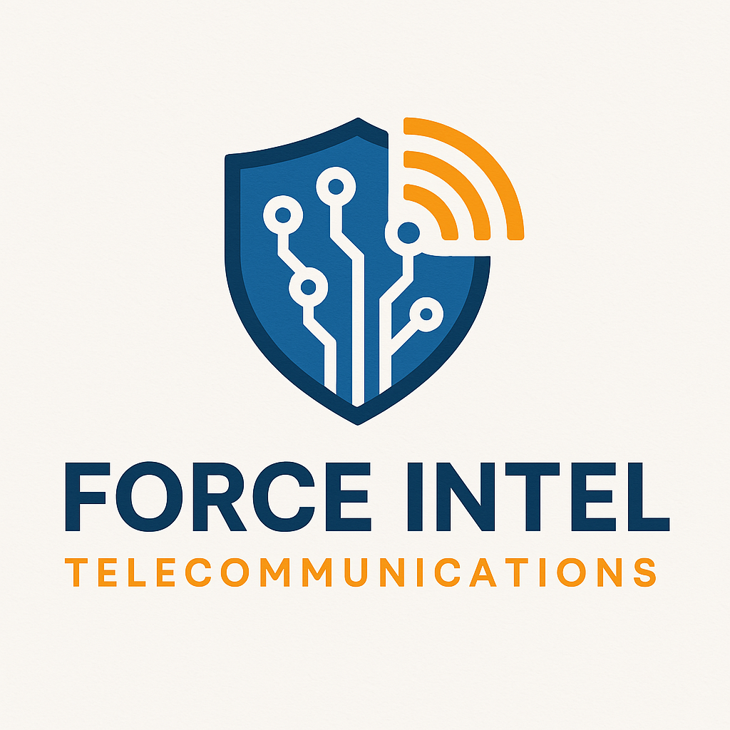 It is a logo for a company called force intel telecommunications.
