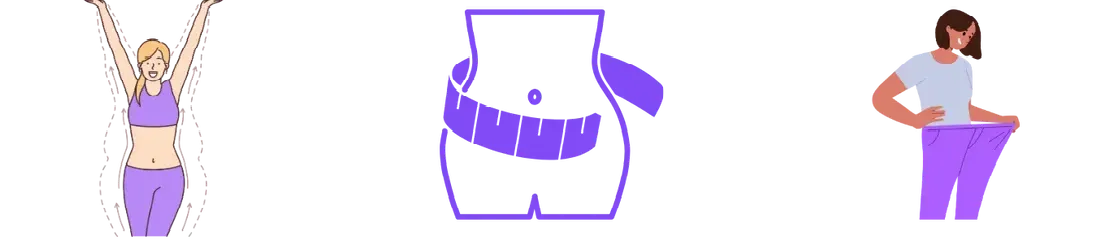 A woman is measuring her waist with a tape measure.