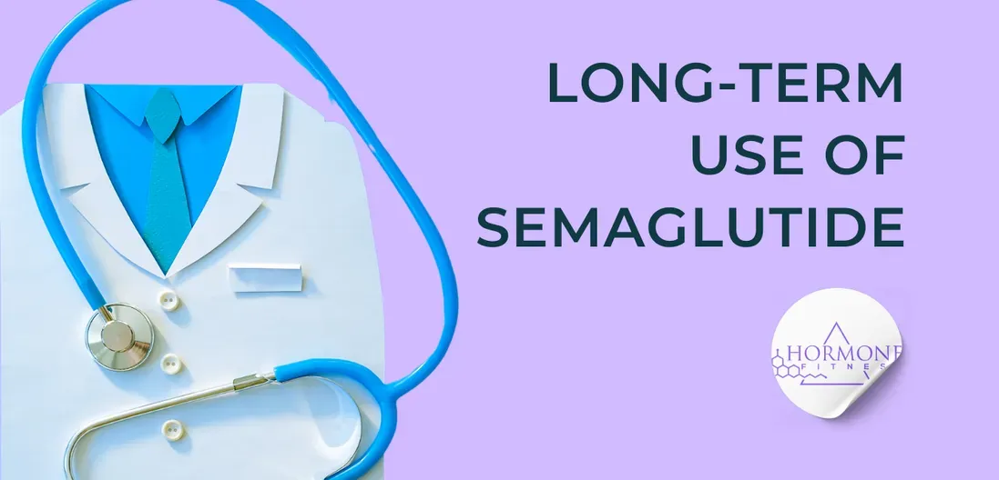 A long-term use of semaglutide is shown with a doctor 's coat and stethoscope.