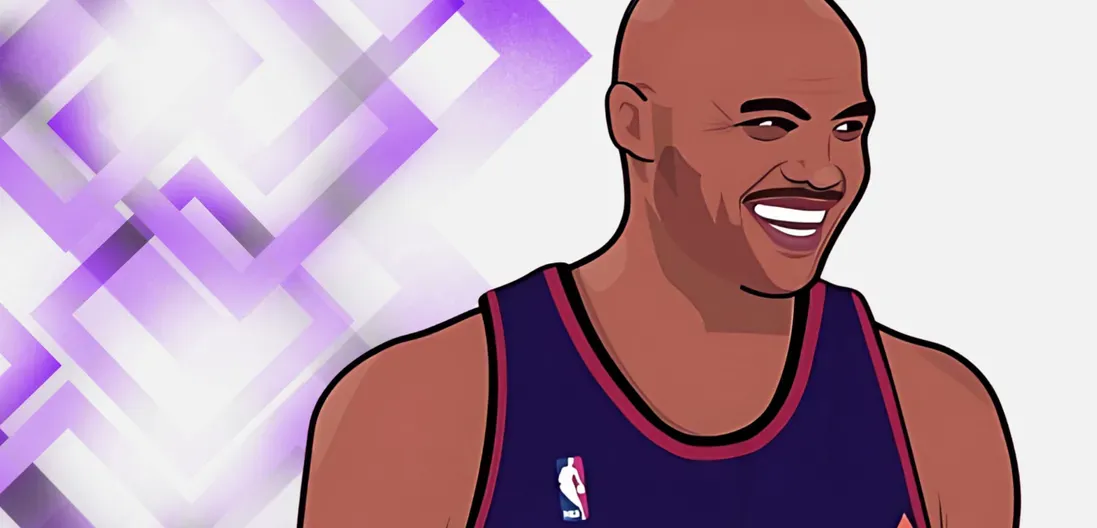 A cartoon drawing of a Charles Barkley, a bald basketball player smiling after weight loss journey.