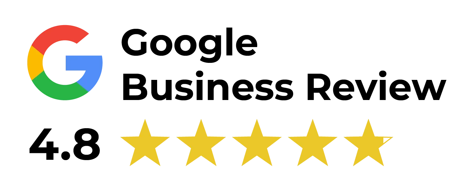 A google business review with 4.8 stars on a white background.