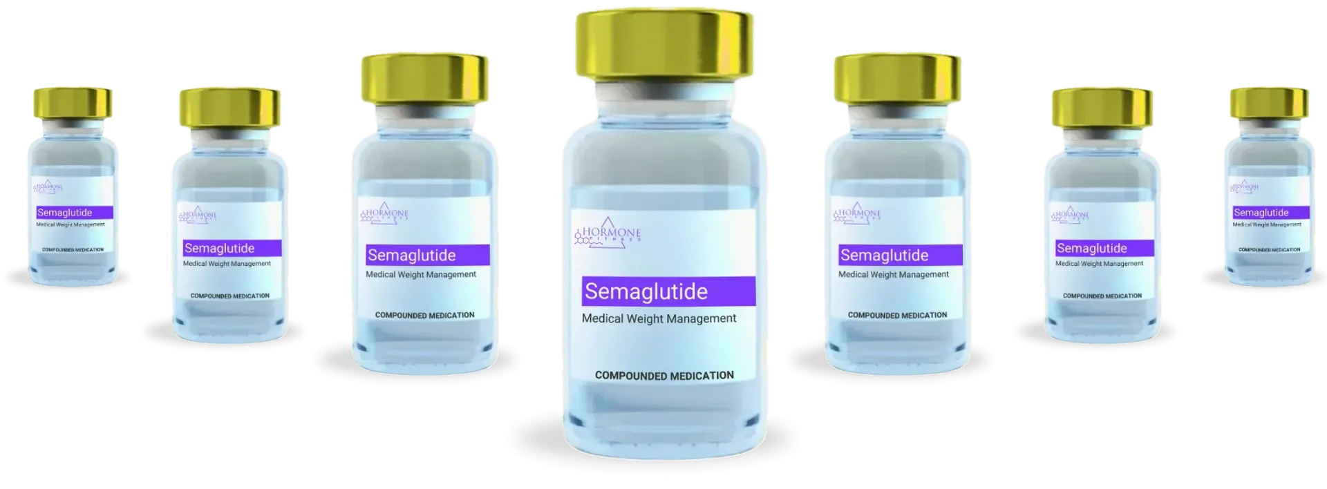 A group of Semaglutide vials from Hormone Fitness.