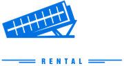 A blue and white roll off dumpster logo for Legacy Dumpster Rental.