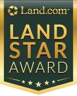 A logo for the land.com land star award.