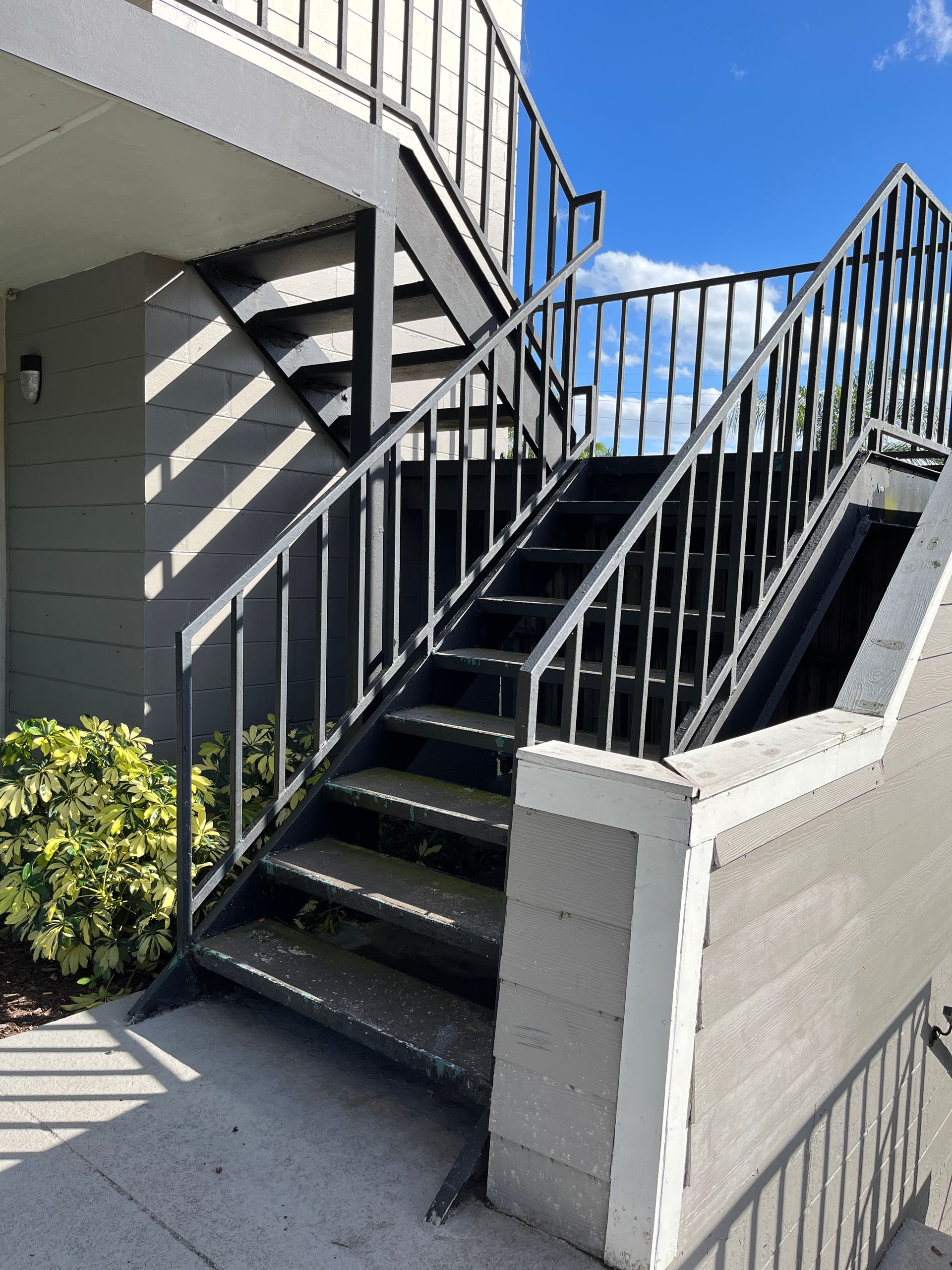 Exterior switchback stairs with full metal construction