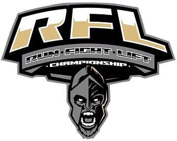 A logo for the RFL Championship featuring large gold letters, the text 