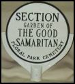 A sign for section garden of the good samaritan floral park cemetery.