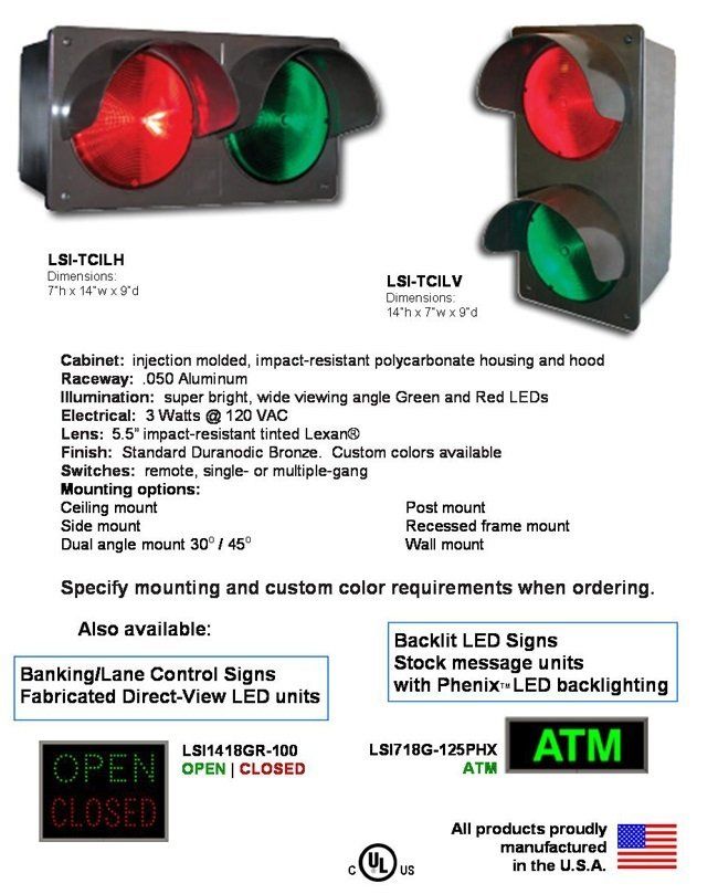 A red and green traffic light with a sign that says open closed