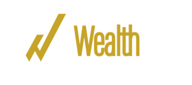 A logo for wealth with a check mark on it