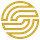 A gold letter s in a circle on a white background.