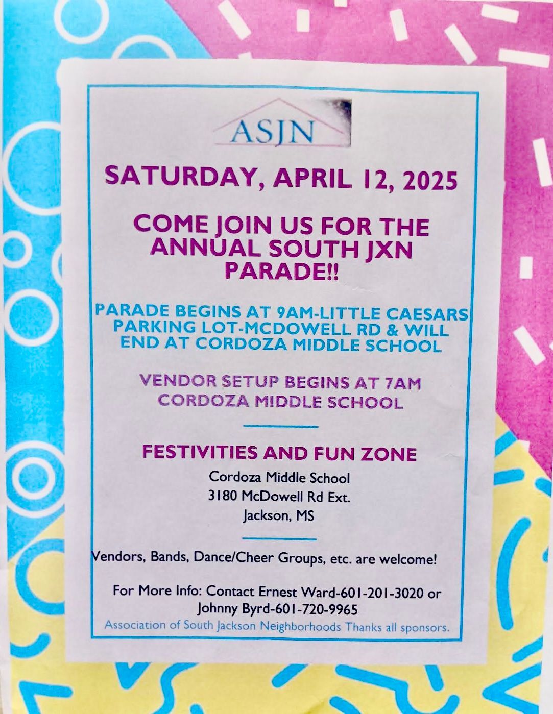 A poster for the annual south jxn parade