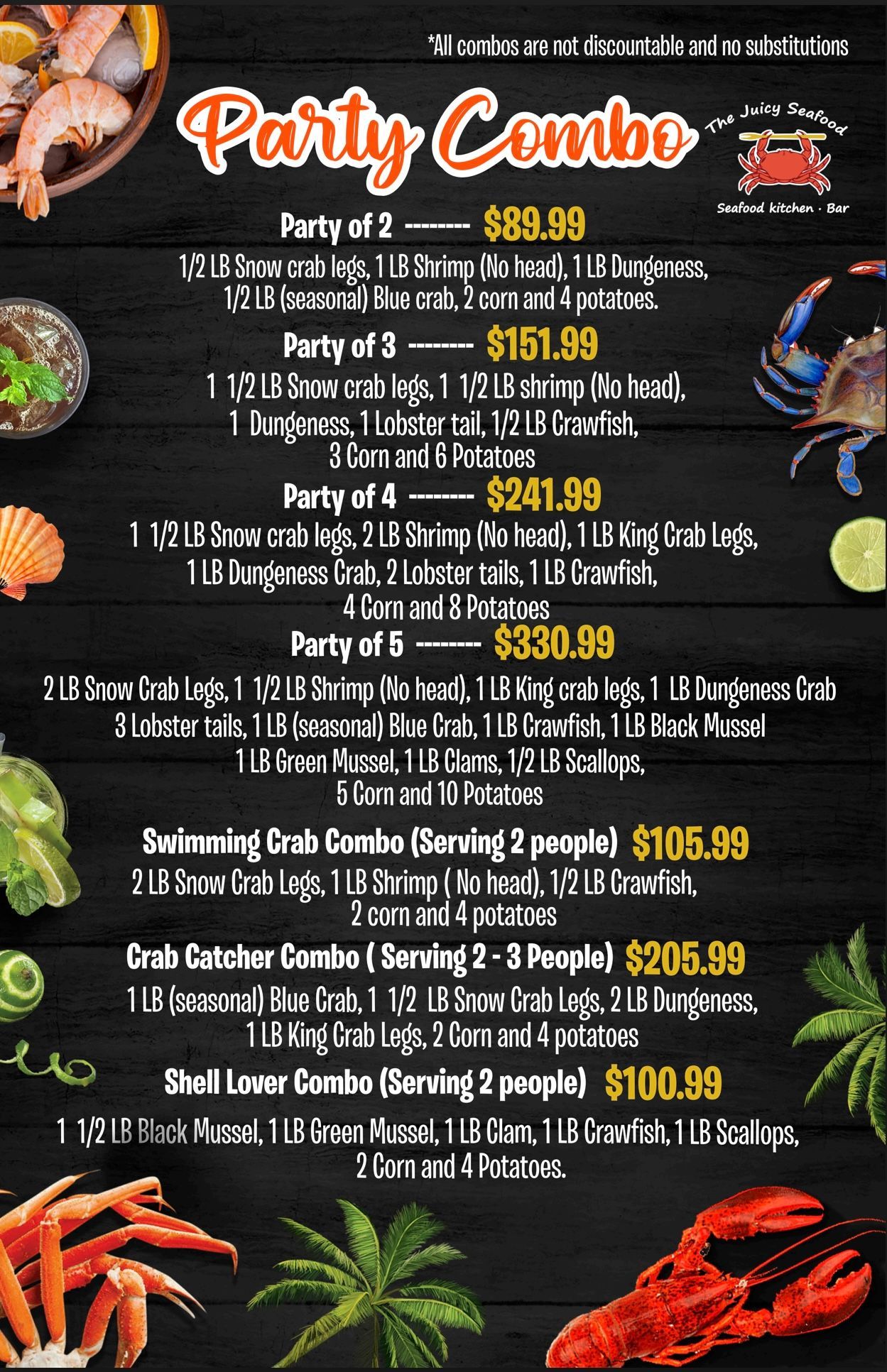 Juicy Seafood Party specials 