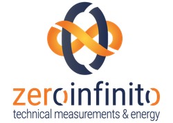 Logo Zeroinfinito con forme intrecciate arancioni e blu scuro e la scritta