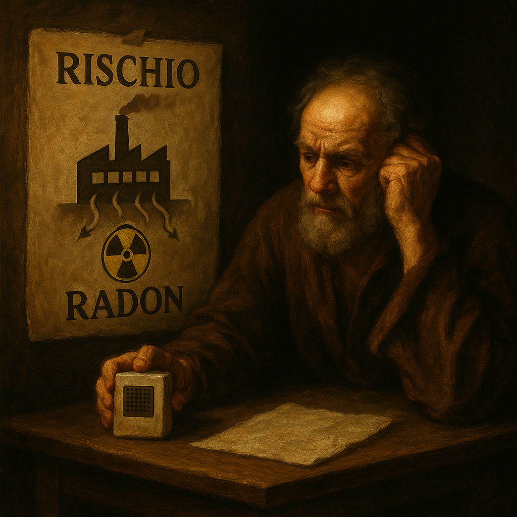 immagine in stile caravaggesco raffigurante il rischio radon