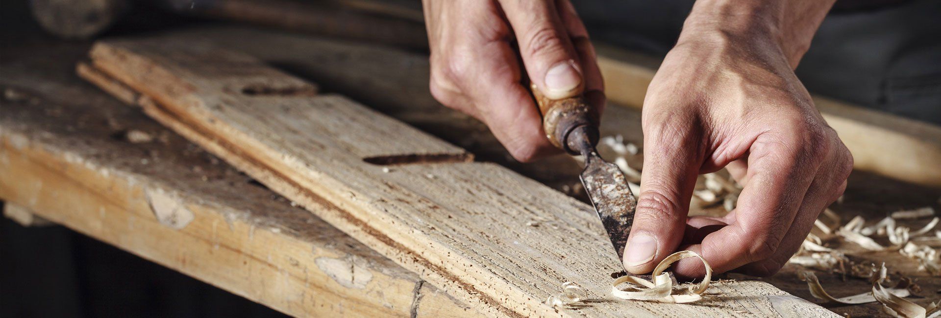 wood scraping by a carpenter