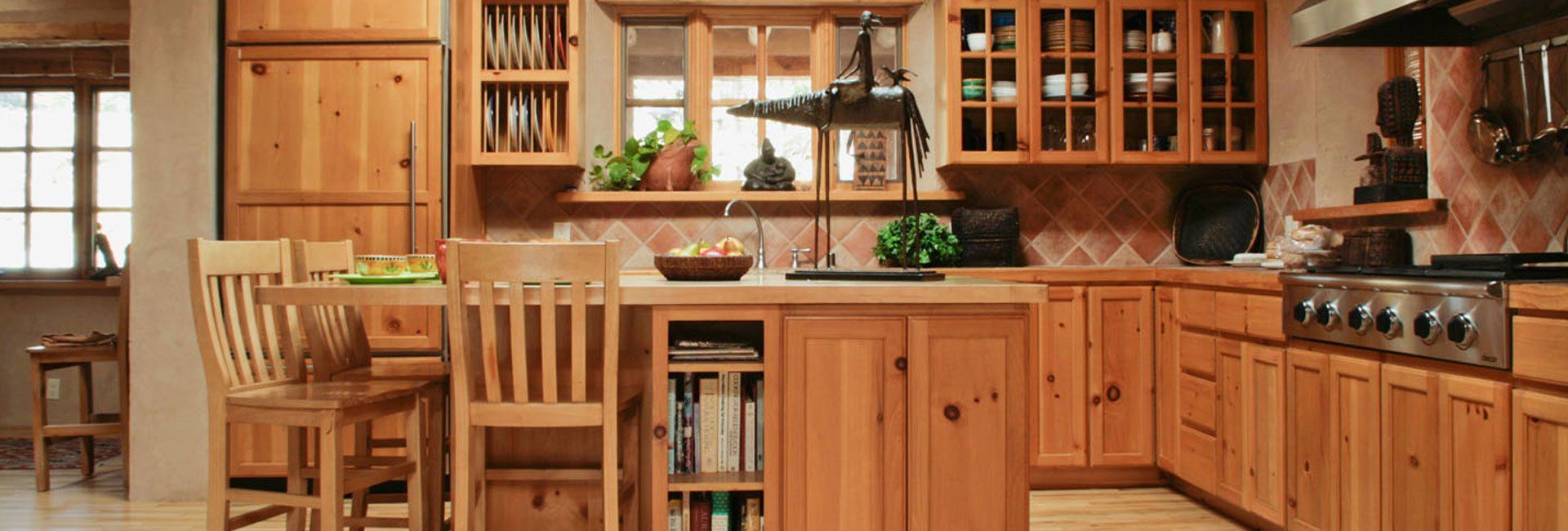 well-furnished kitchen with timber work