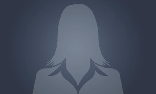 A silhouette of a woman without a face on a blue background.