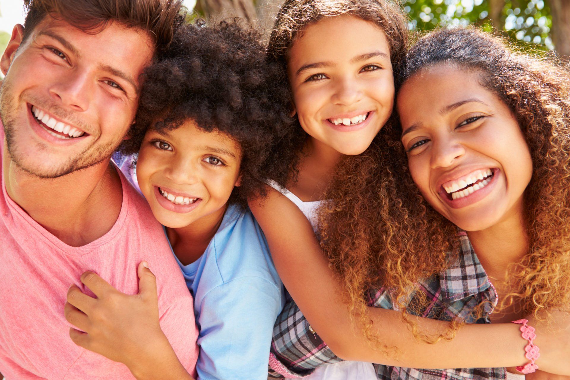 happy smiling bi-racial family