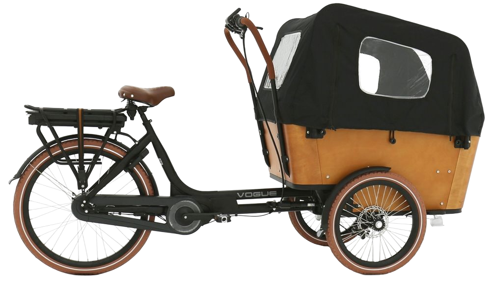 Witte elektrische fiets met lage instap, zwarte banden, spatborden en bagagedrager.