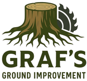 GRAF'S Ground Improvement logo with a tree stump and roots in green and brown
