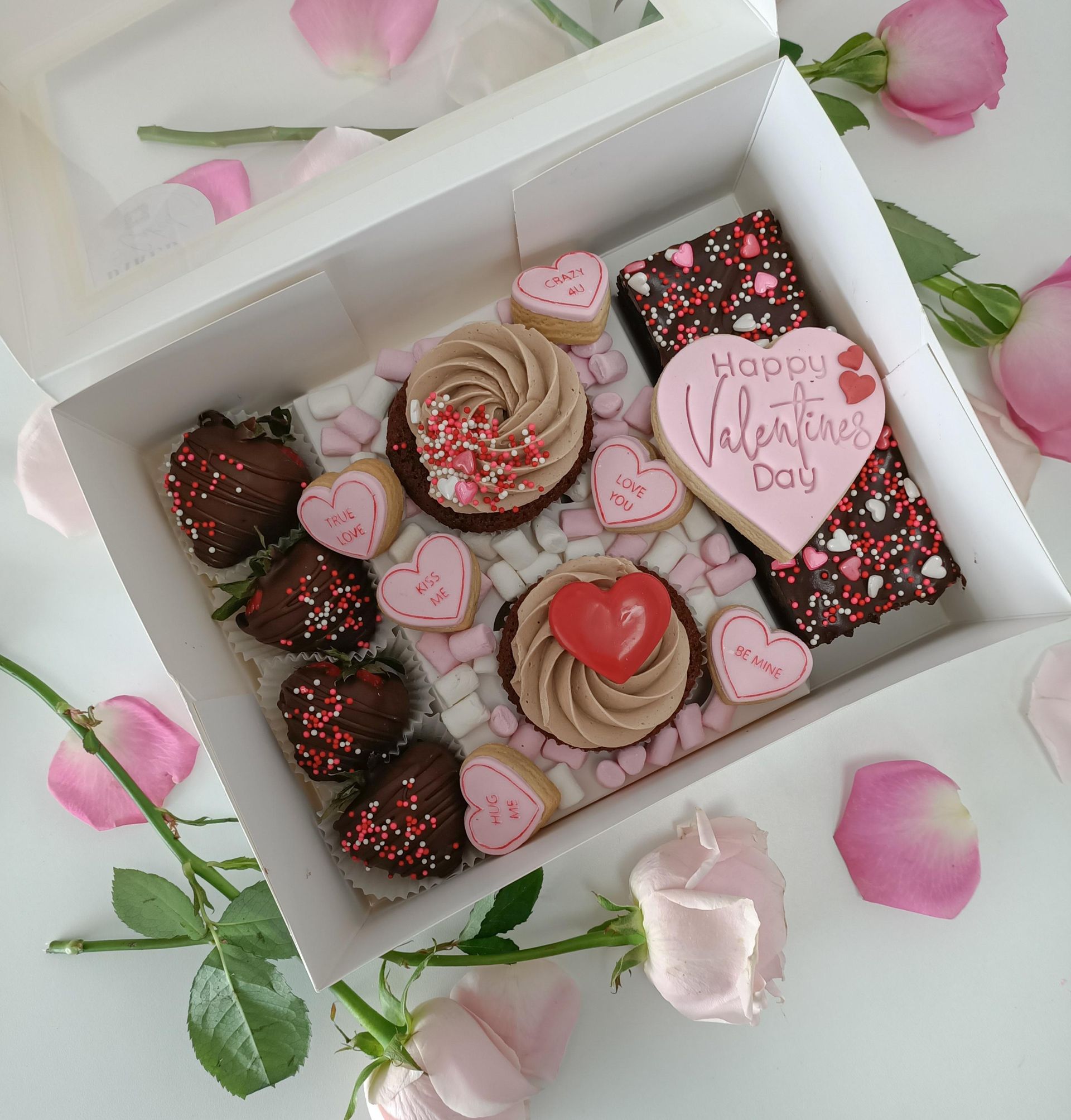 Valentine's Day dessert box with brownies and cupcakes Gold Coast