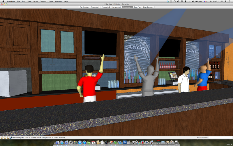 A computer screen shows a bar with a sign that says acorns