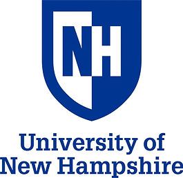 University of New Hampshire logo: a blue and white shield with NH in the center, and the university name below.