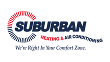 Suburban Heating & Air Conditioning logo with red sunburst and slogan We’re Right in Your Comfort Zone. Suburban Heating & Air Conditioning logo with red sunburst and slogan We’re Right in Your Comfort Zone.