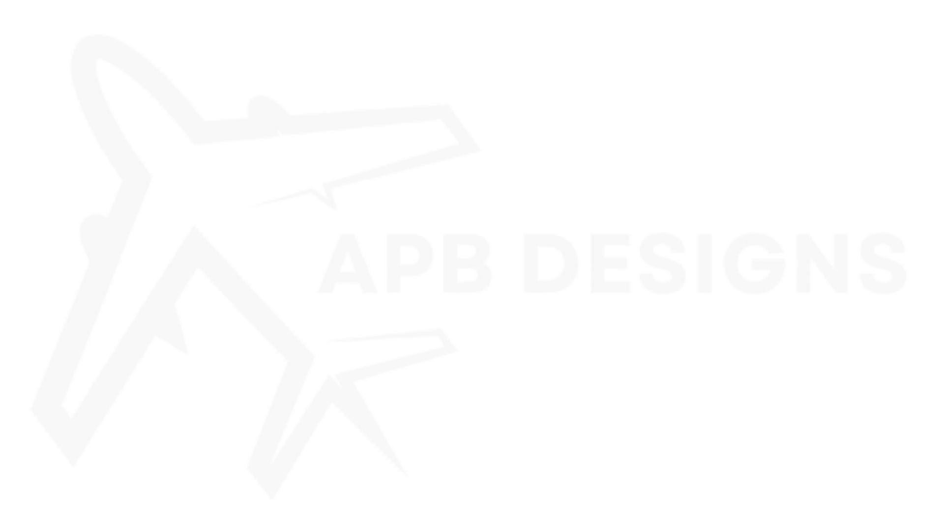 White airplane outline logo with 