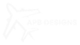 White airplane outline logo with