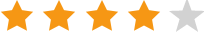 A row of orange stars and a silver star on a white background.