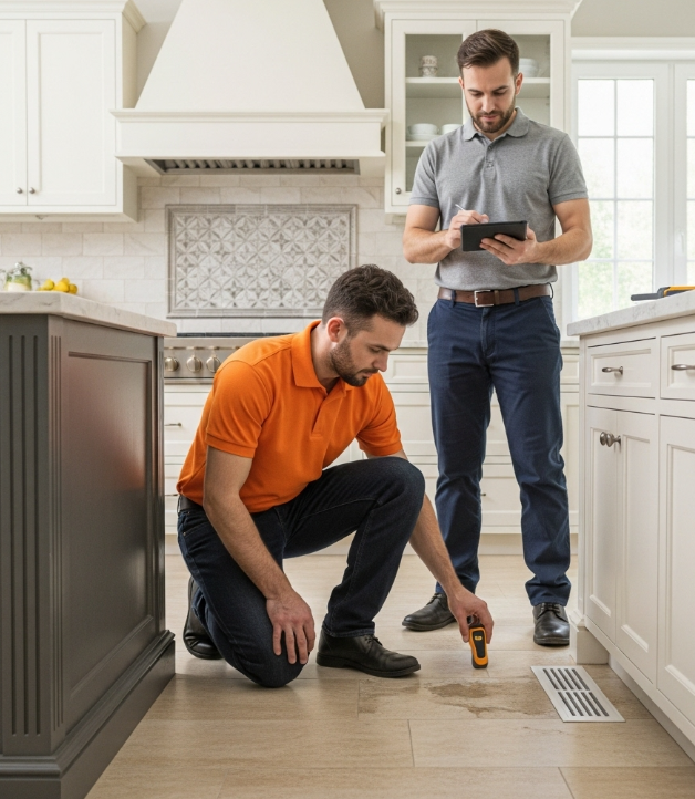 “Kitchen water damage in a San Tan Valley home with RCS Builders performing extraction and structura