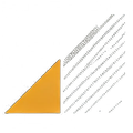 Orange triangle pointing left next to a diagonal list of text.