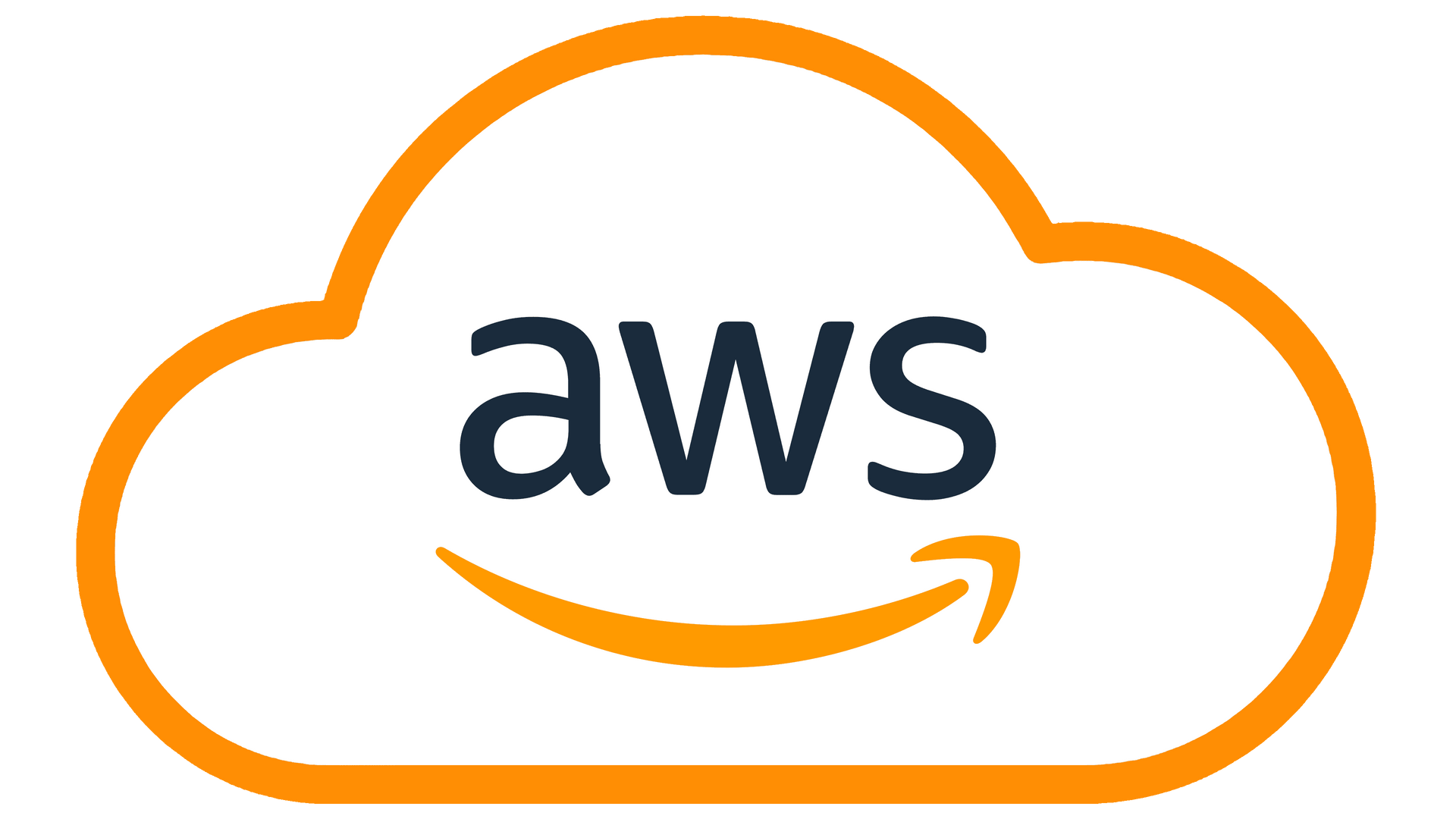 The aws logo is a cloud with an arrow pointing to it.