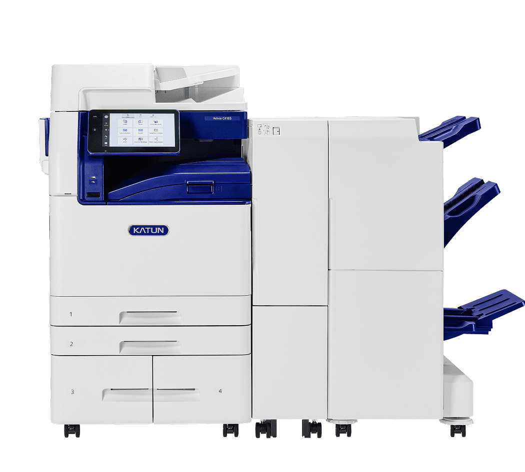 An xerox copier is sitting on top of a white table.