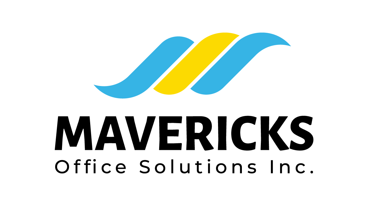 The logo for mavericks office solutions inc. is blue and yellow.