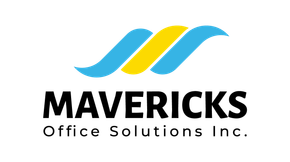 The logo for mavericks office solutions inc. is blue and yellow.