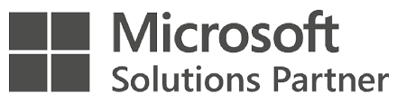 A black and white logo for microsoft solutions partner