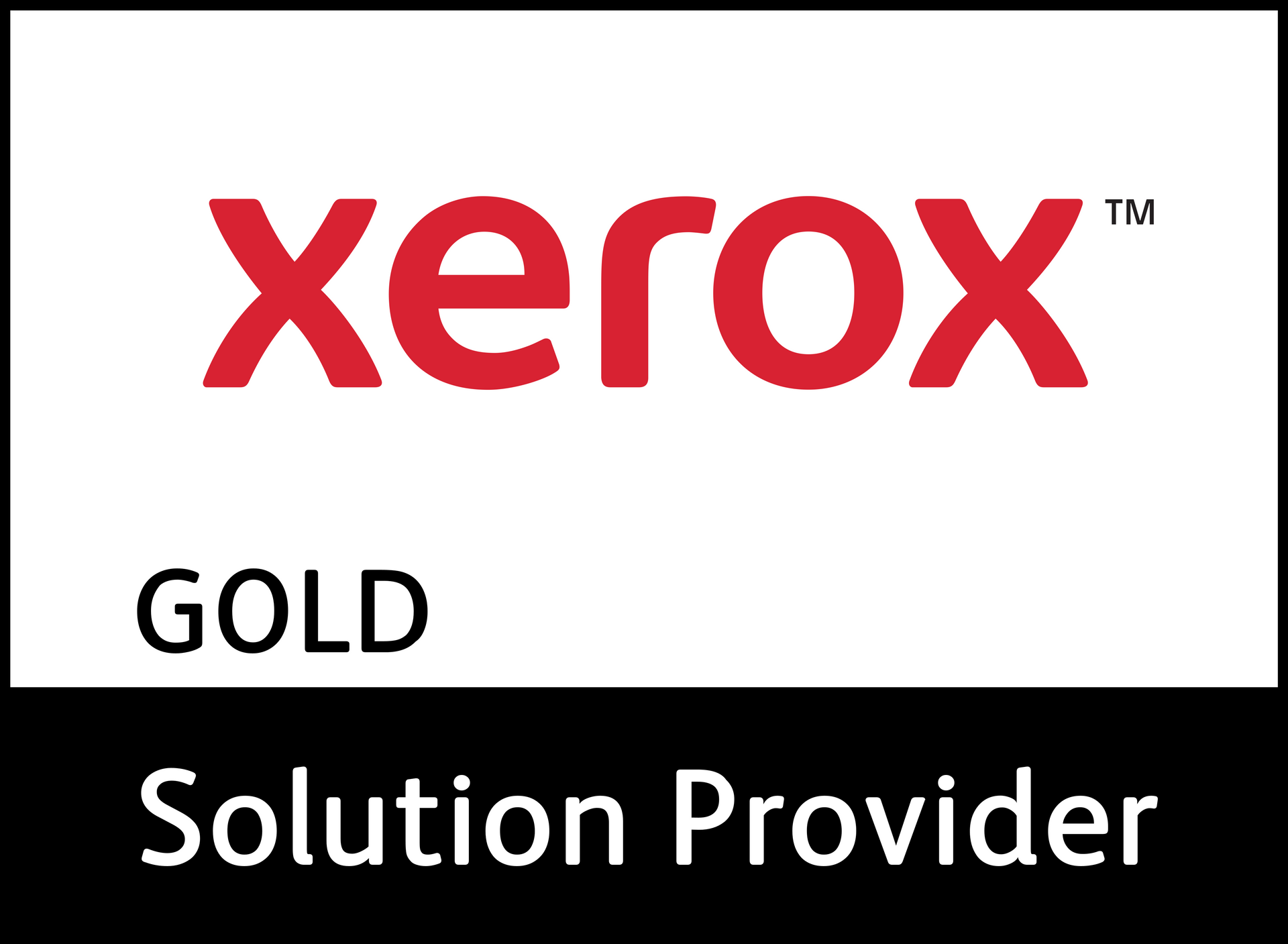 A xerox gold solution provider logo on a white background