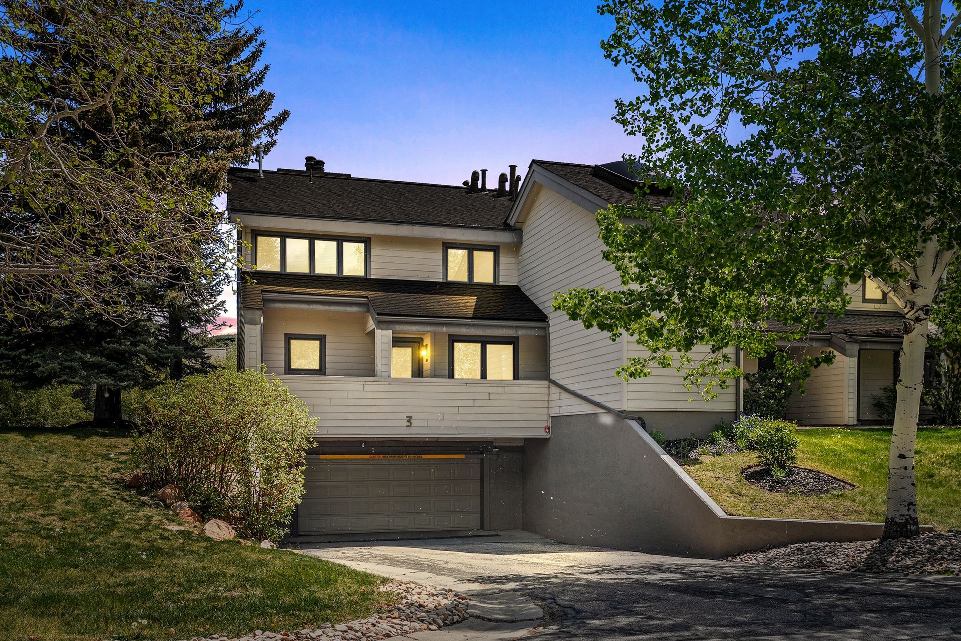 Twilight Exterior View of 1500 Deer Valley Dr #21 - Luxury Condo for Sale near Deer Valley Resort