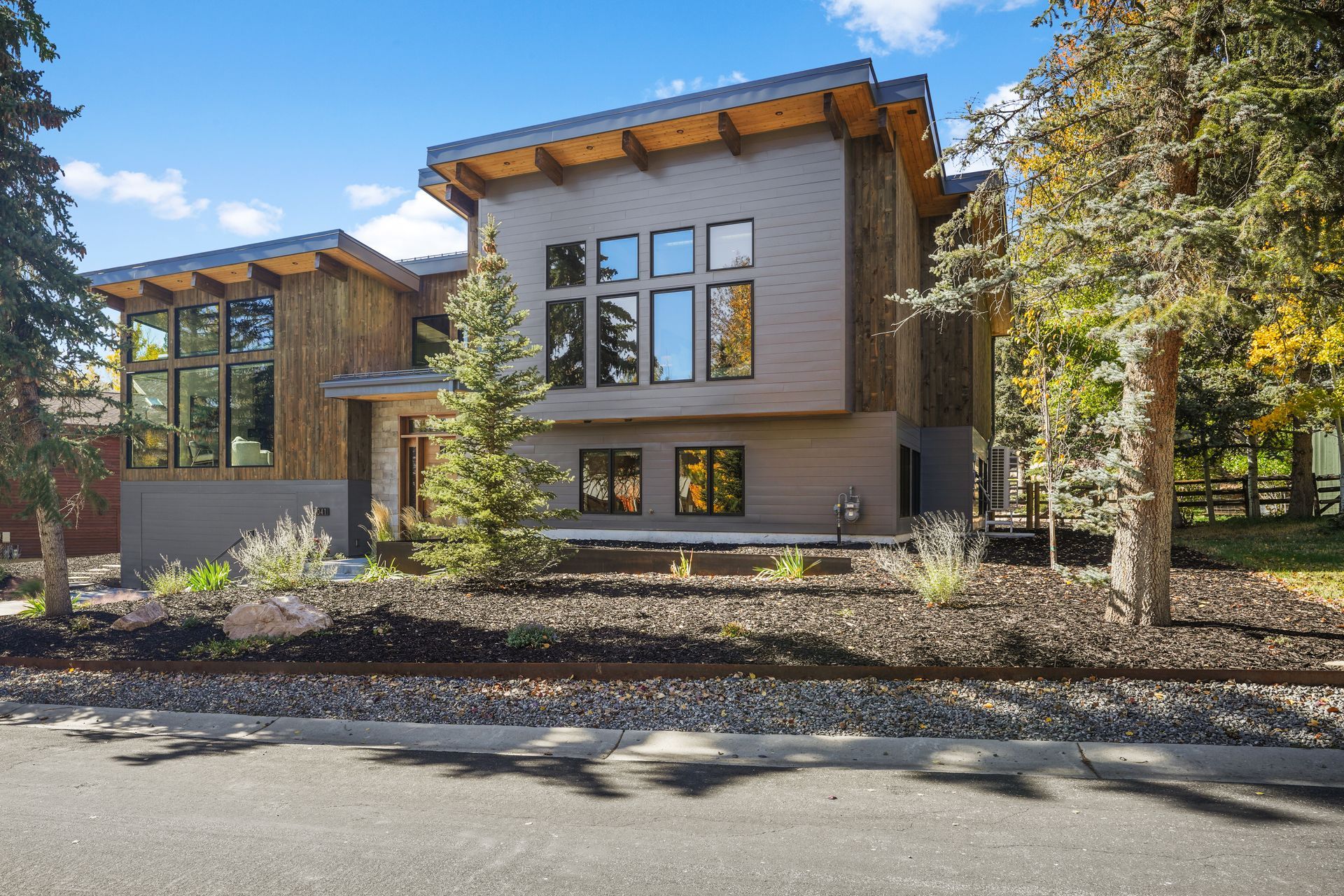 Exterior View of Front Facade - Sustainable Home in Park Meadows