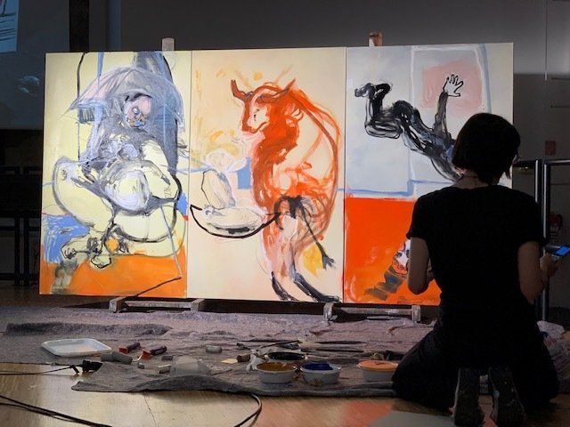 Visual artists painted while music students performed