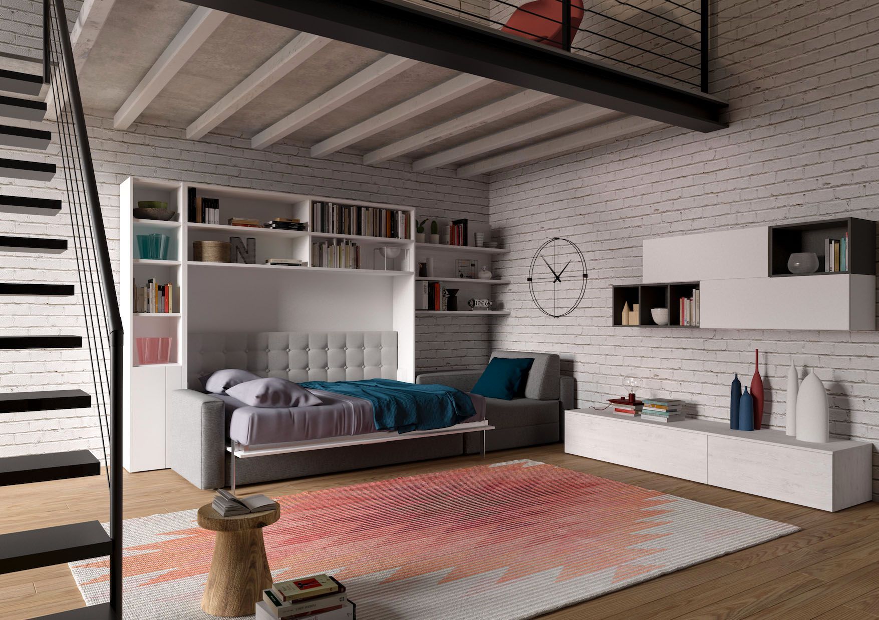 letto matrimoniale a scomparsa con Divano