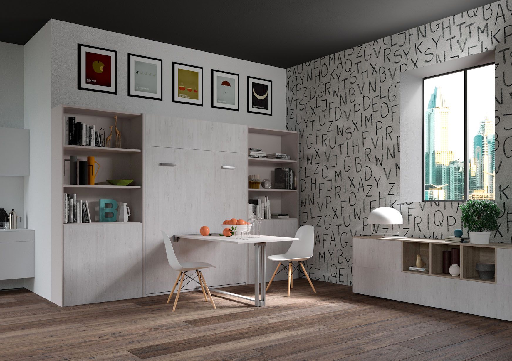 letto matrimoniale a scomparsa con Tavolo